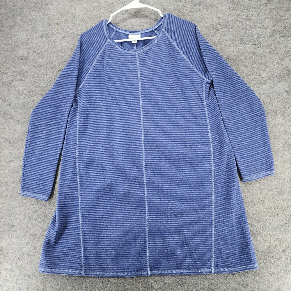 J Jill Dress Womens Large Petite Blue Striped Long Sleeve